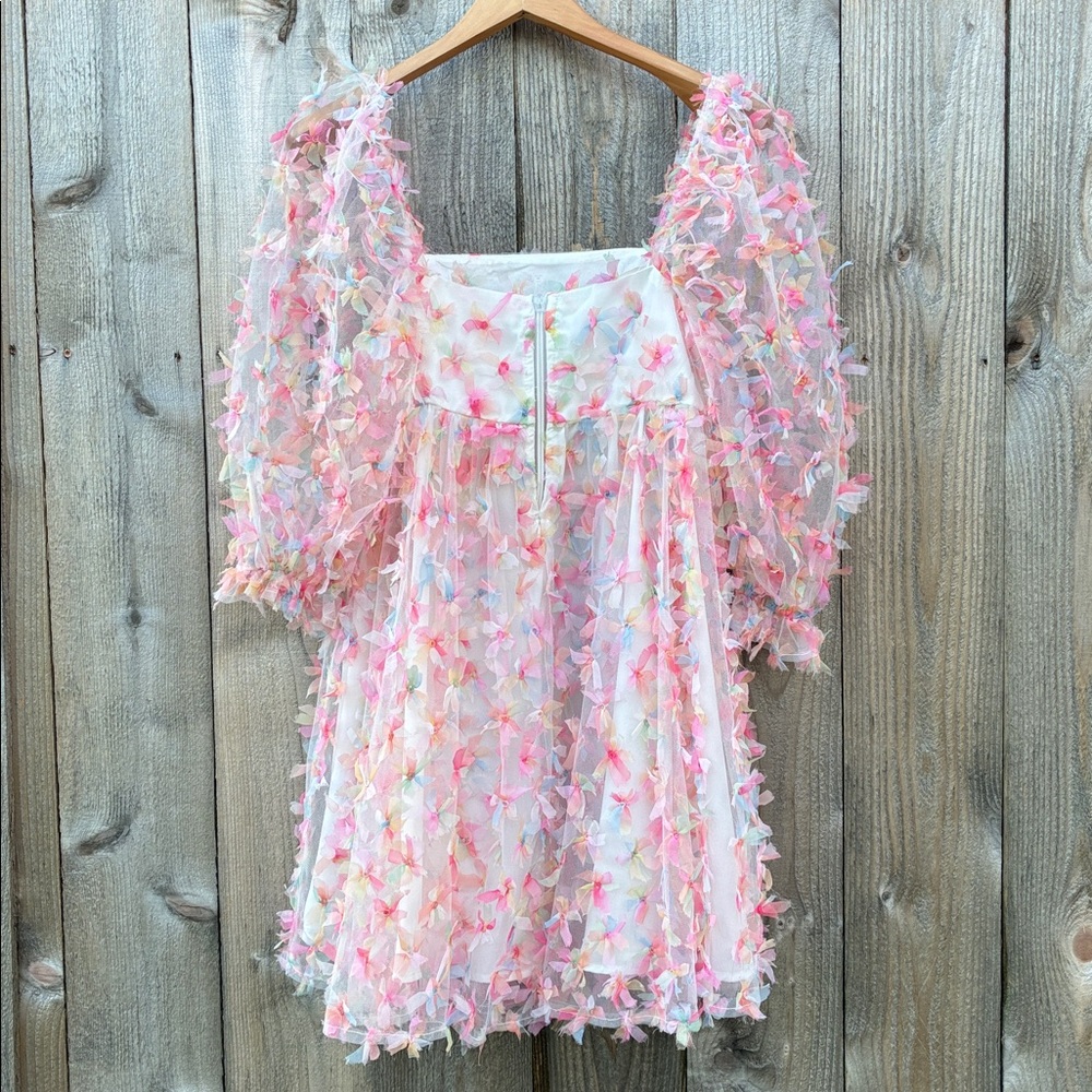 Pixie Dust Puff Dress- Multicolor Pink - image 7